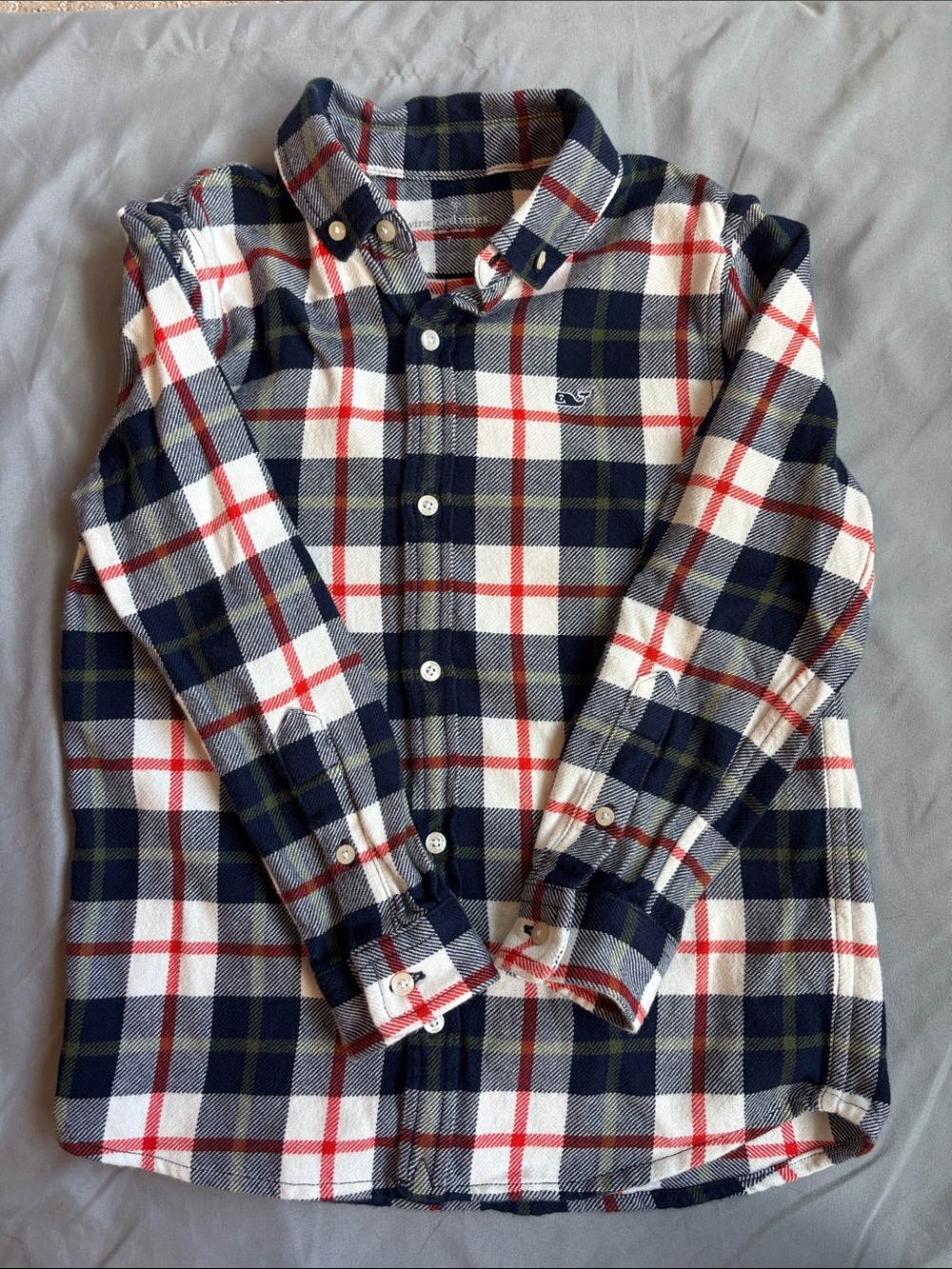 Vineyard Vines Navy, White & Red Plaid Button-Down